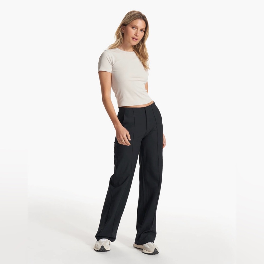NWT Vuori Womens VersaLife™ Meta Wideleg Tailored Pant Black Size XL Long